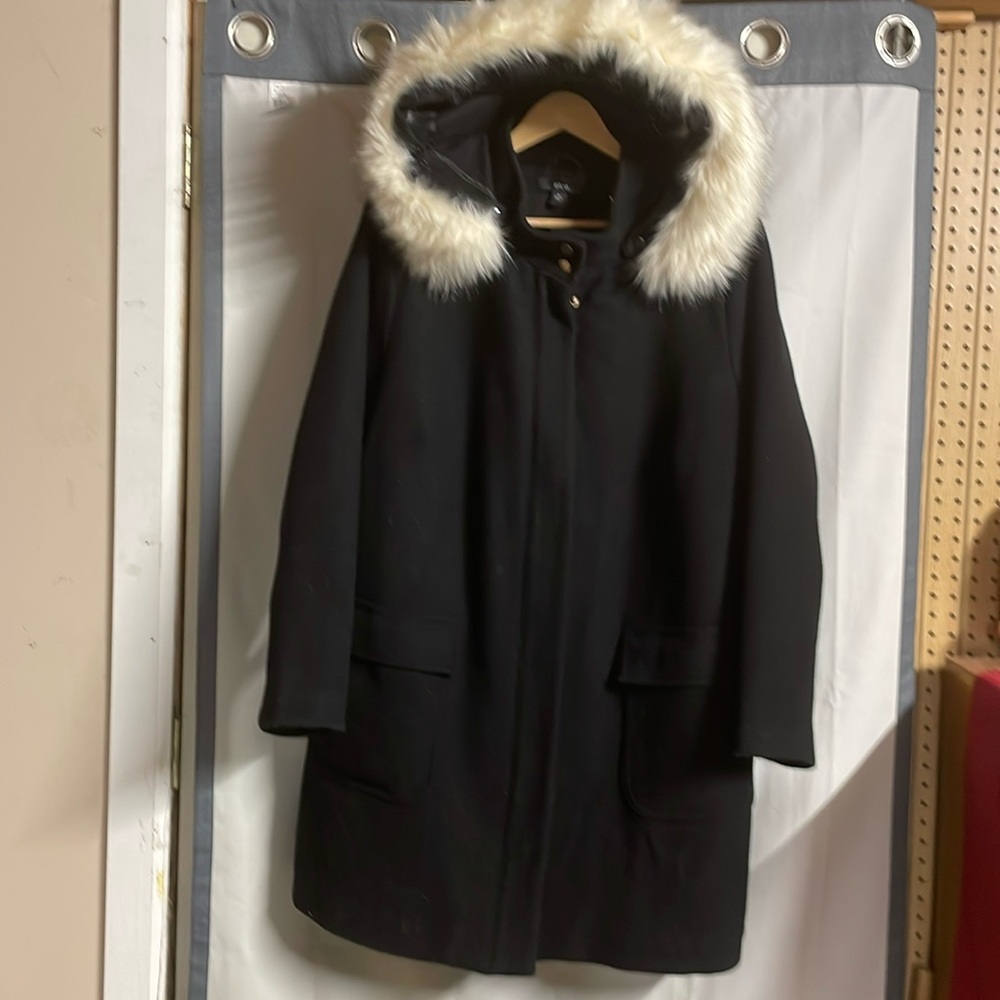 Beautiful women’s black quilted lined fur hooded winter coat 24